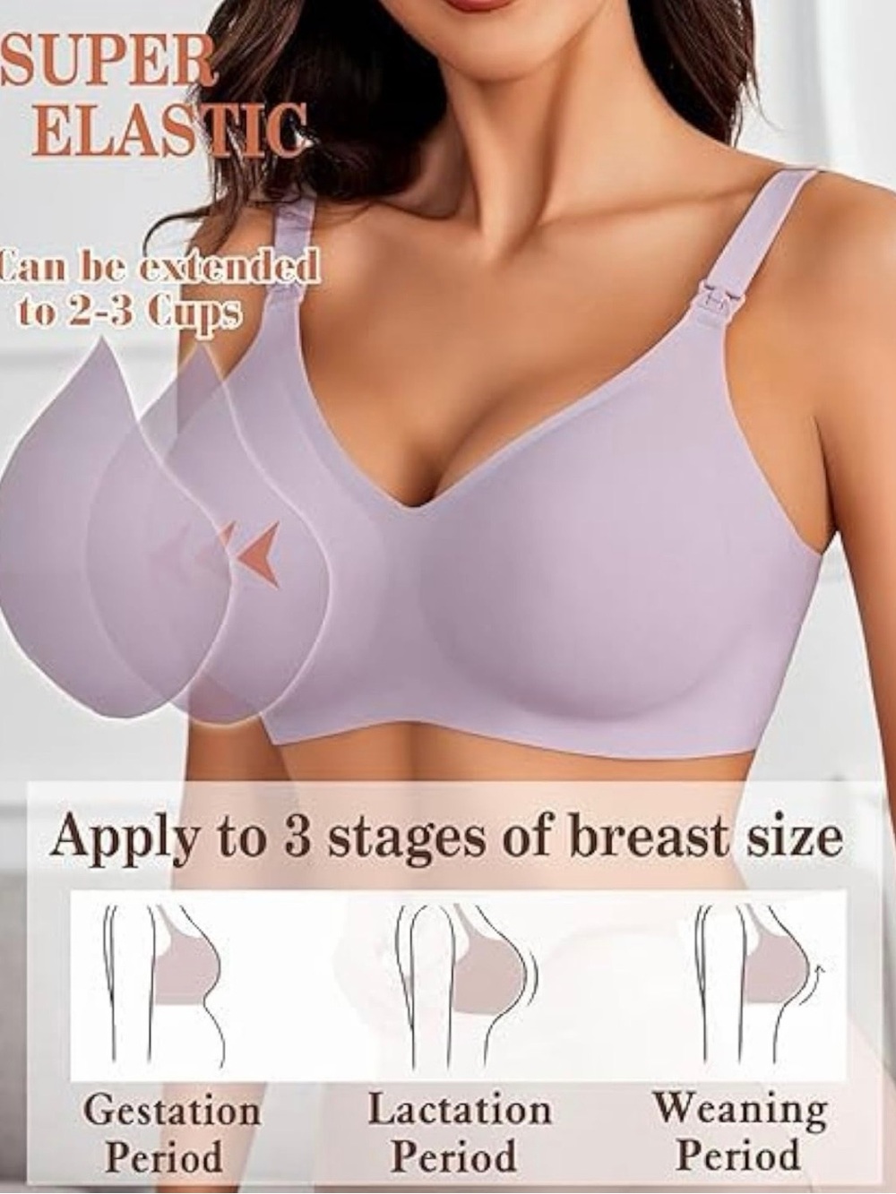 Avidlove Light Lilac Seamless Nursing Bra Wire-Free Maternity Sleep Bra NWT - Picture 10 of 11